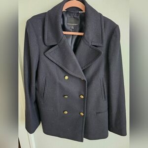 Banana Republic Women's Dark Navy Pea Coat with Gold Buttons